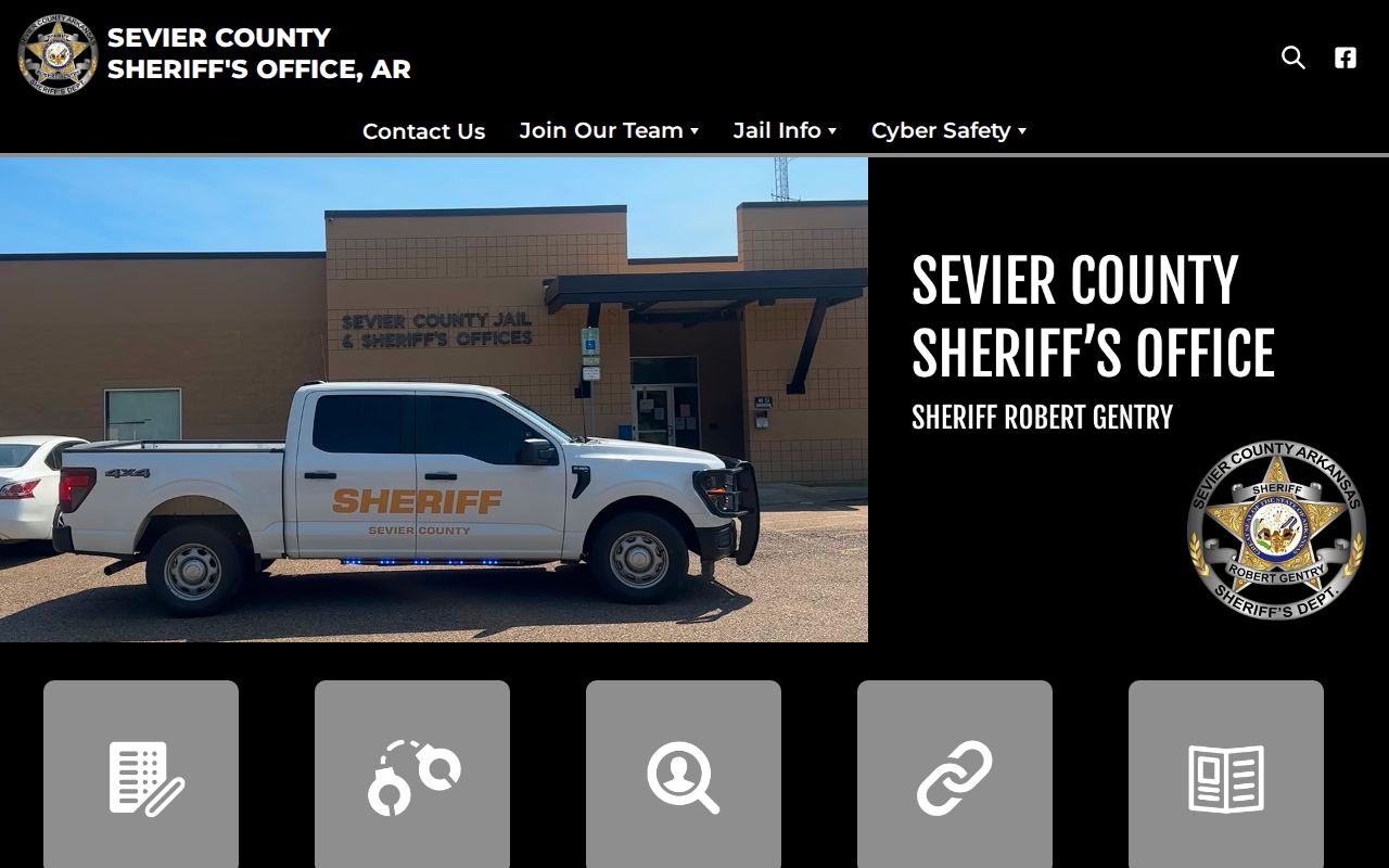 Official Sevier County Sheriff app resource page with no public warrant roster shown